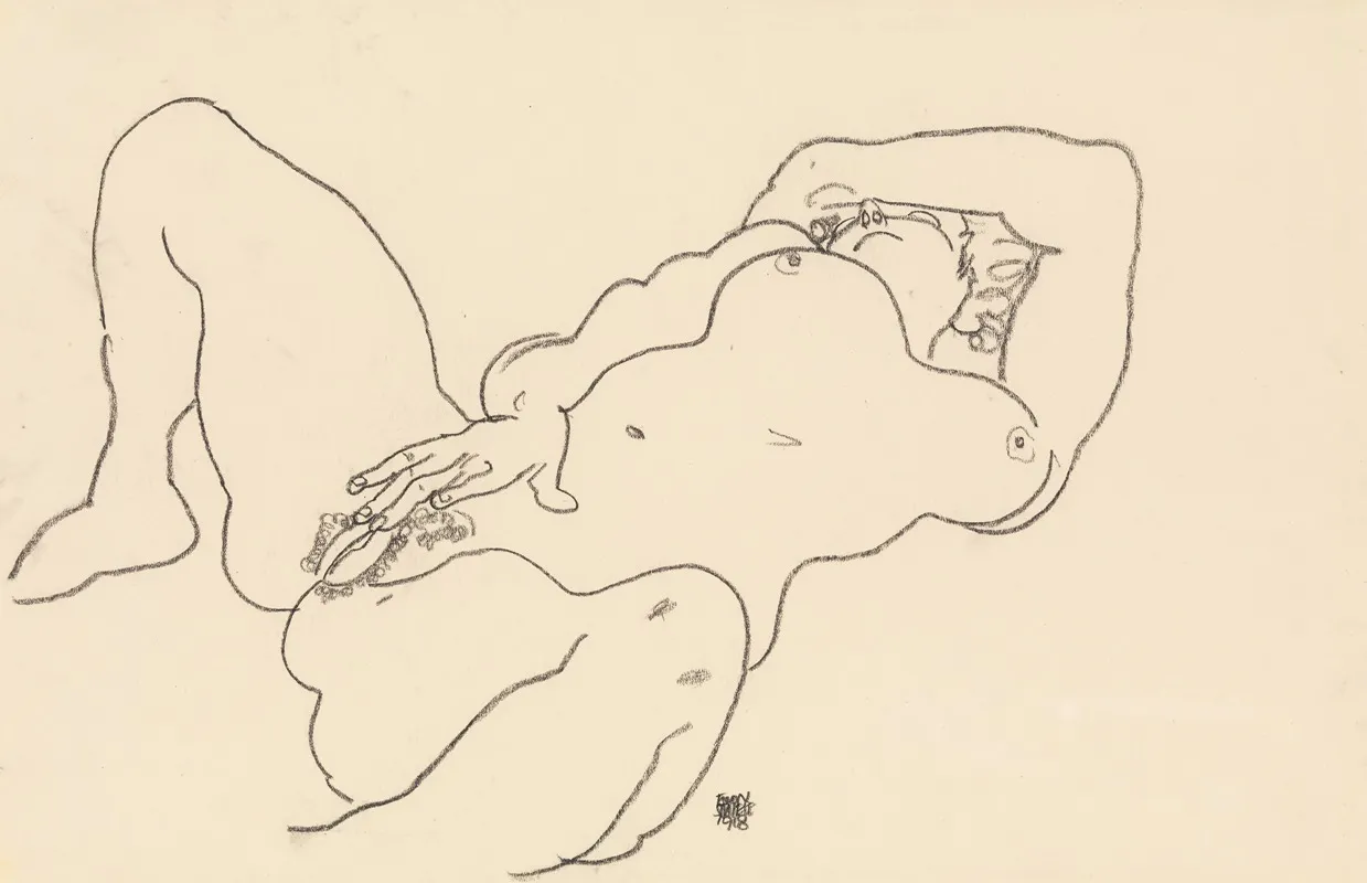 Reclining Nude 14 by Egon Schiele - Canvas Print