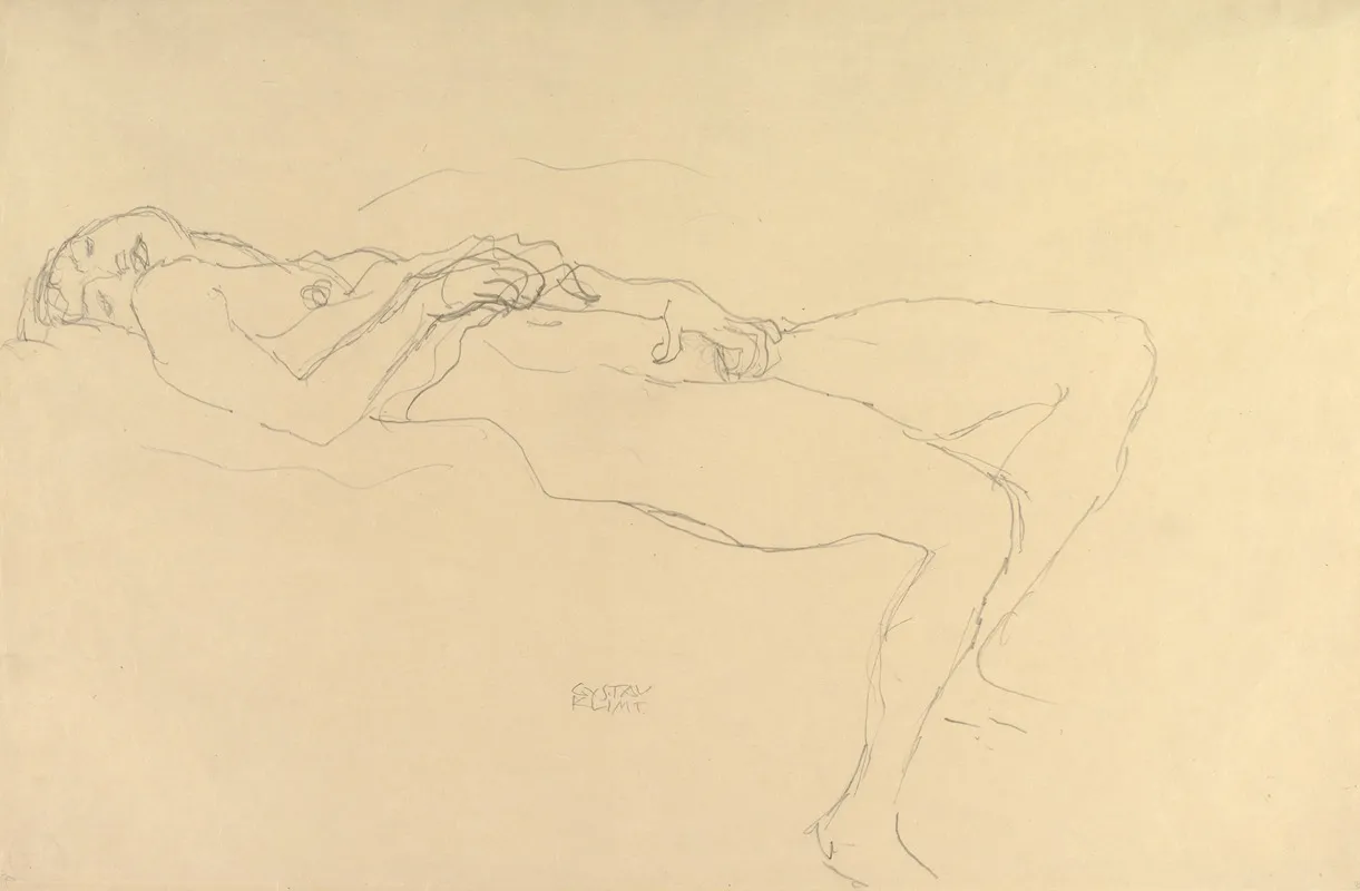 Reclining Nude 15 by Gustav Klimt - Canvas Print