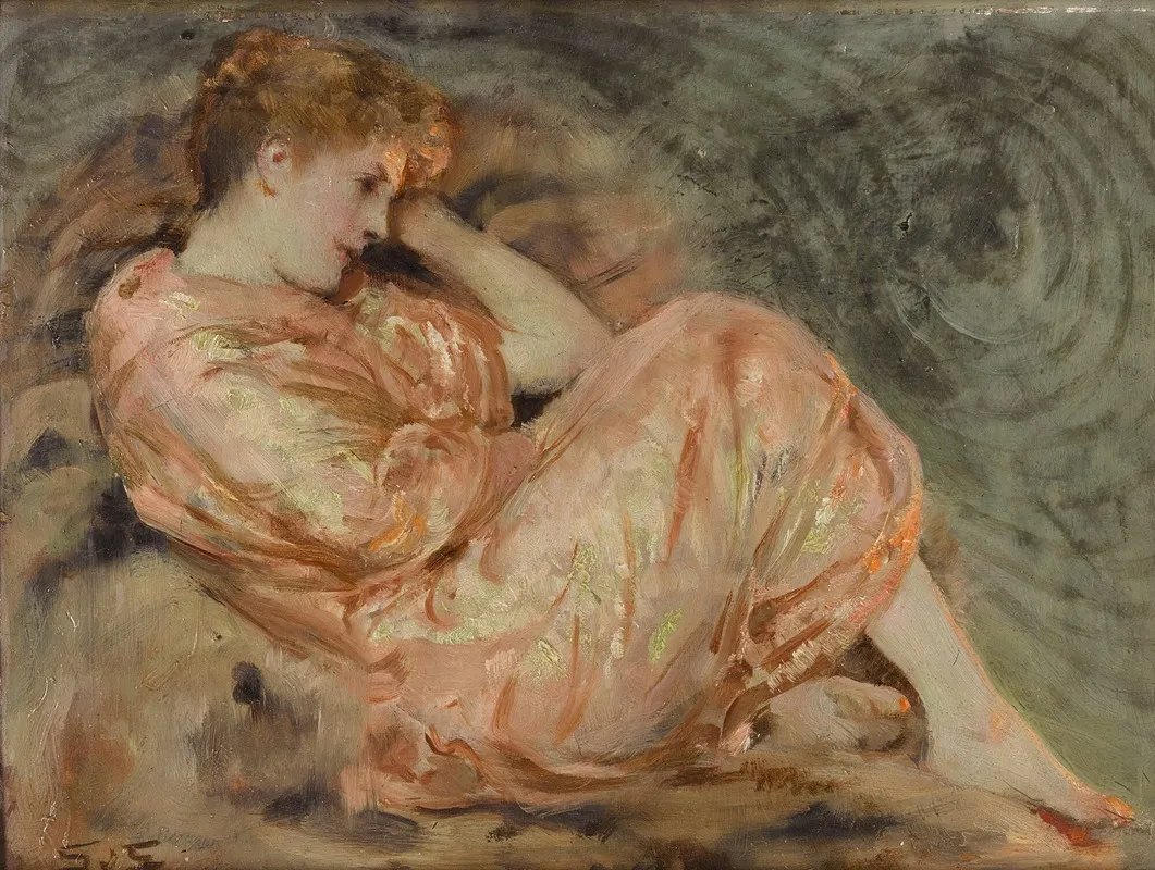 Reclining Woman 6 by Solomon Joseph Solomon - Canvas Print