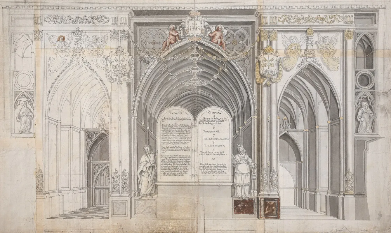 Record Drawing Of The 1639 Altarpiece In Exeter Cathedral