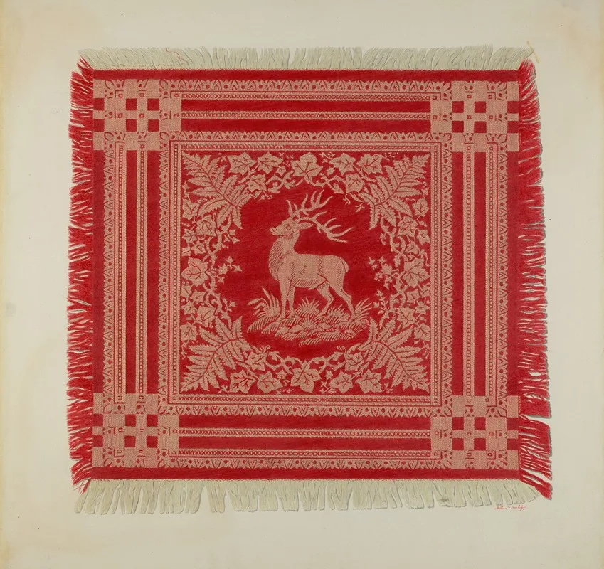 Red And White Napkin Deer Design