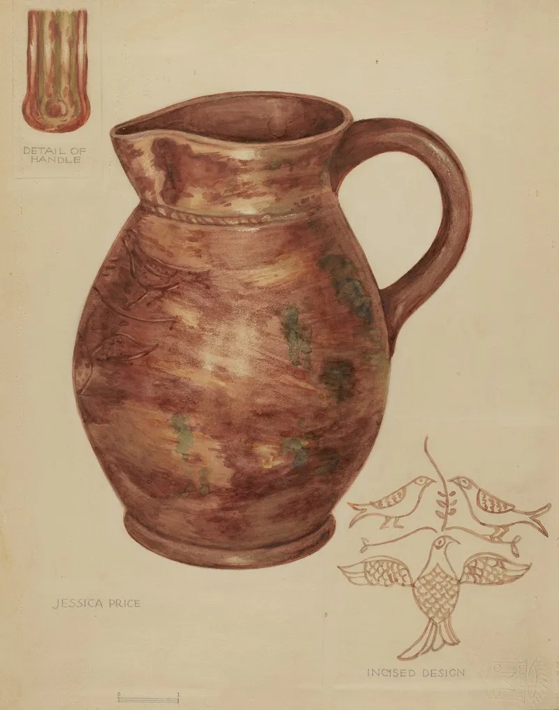 Red Earthenware Pitcher by Jessica Price - Canvas Print