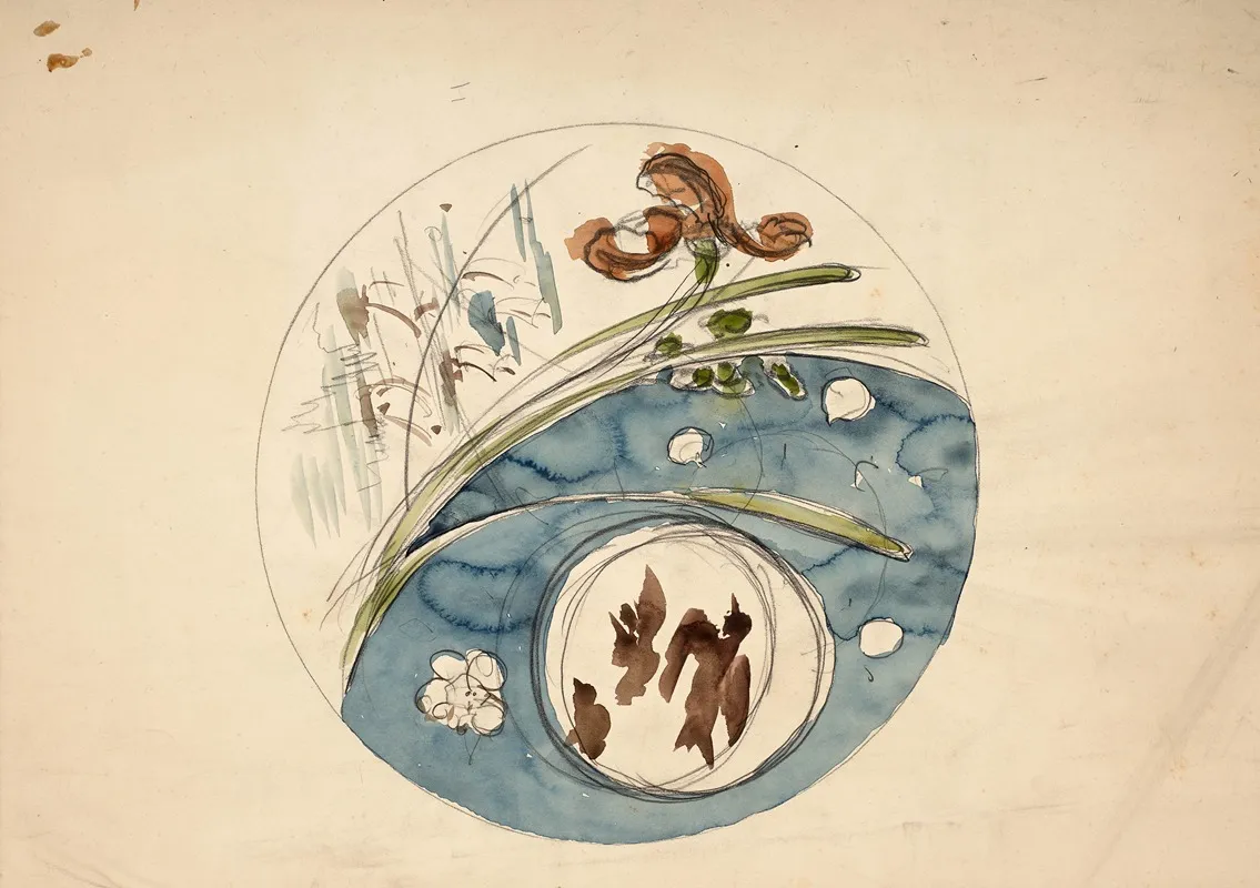 Red Iris And Birds by Félix Bracquemond - Canvas Print