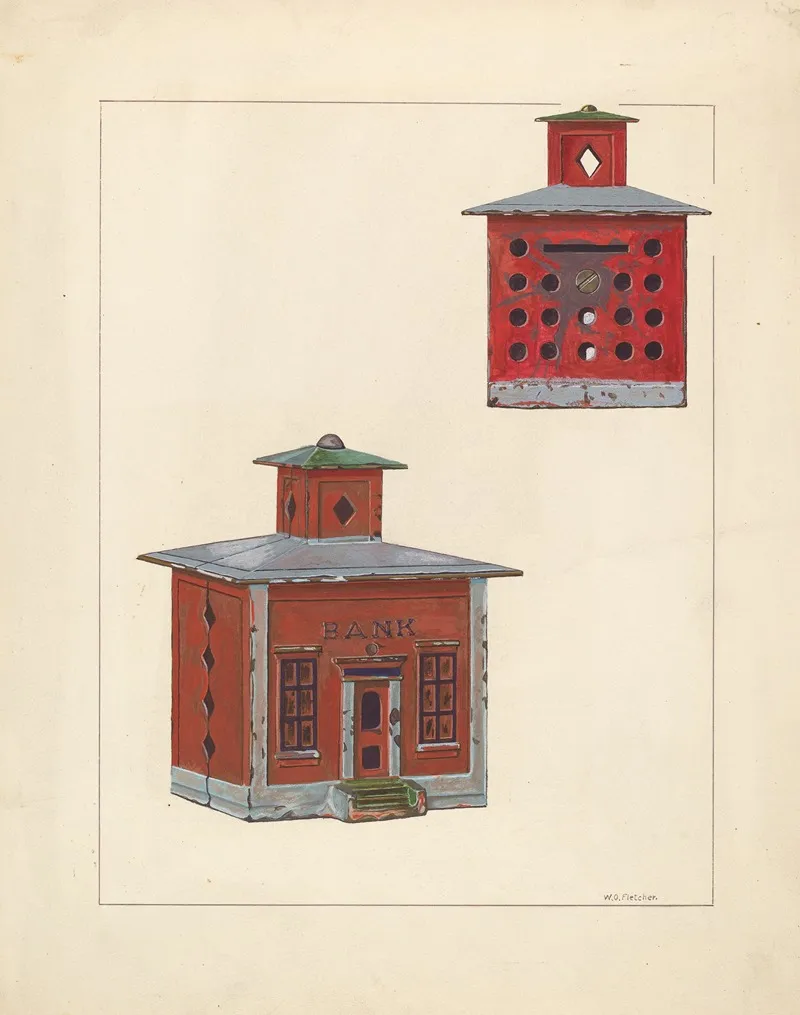 Red School House Bank by William O. Fletcher - Canvas Print