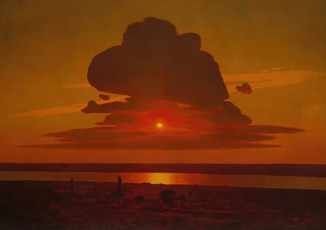 Red Sunset On The Dnieper by Arkhip Ivanovich Kuindzhi - Canvas Print