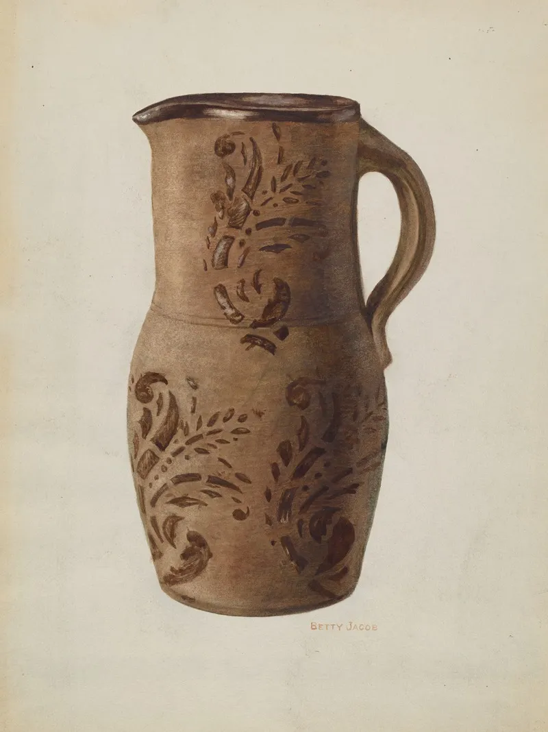 Redware Pitcher by Betty Jacob - Canvas Print