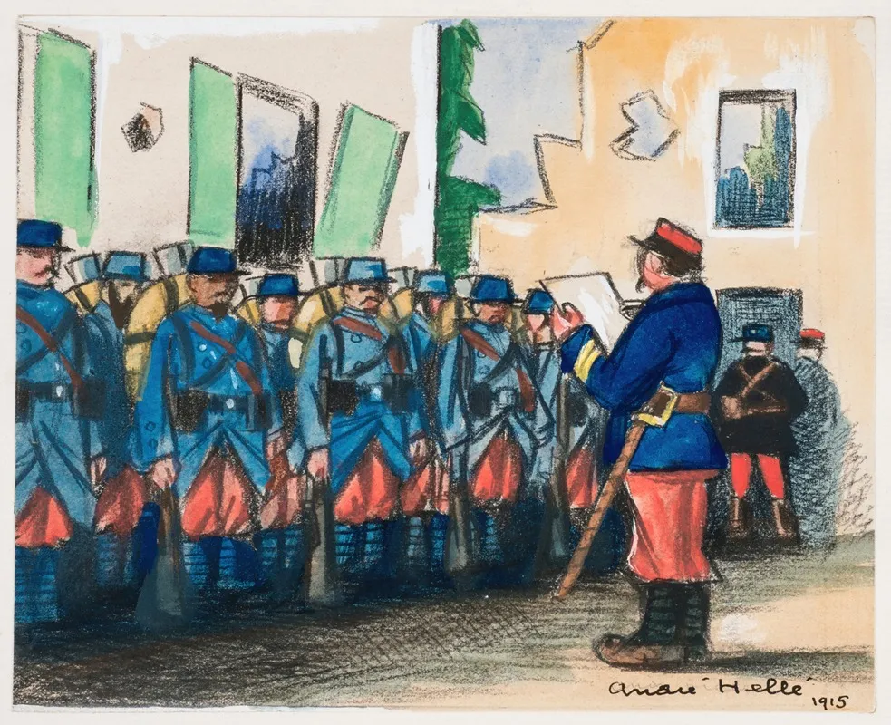 Regiment De Poilu Dans Un Batiment En Ruines Face A Leur Superieur