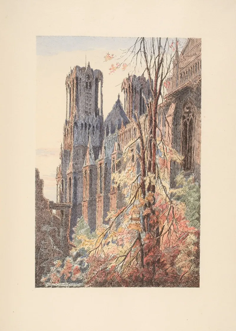 Reims La Cathedrale Vue Des Ruines De Larcheveche by E. Tatin - Canvas Print
