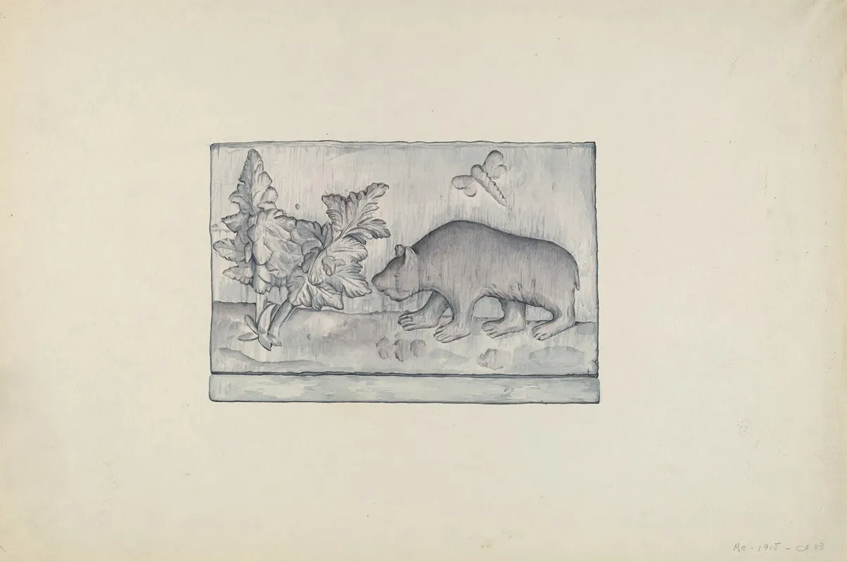 Relief Panel Of Bear by Flora Merchant - Canvas Print
