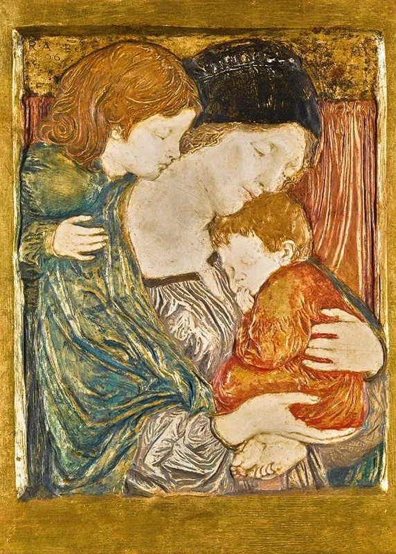 Relief With A Mother And Children by Robert Anning Bell - Canvas Print