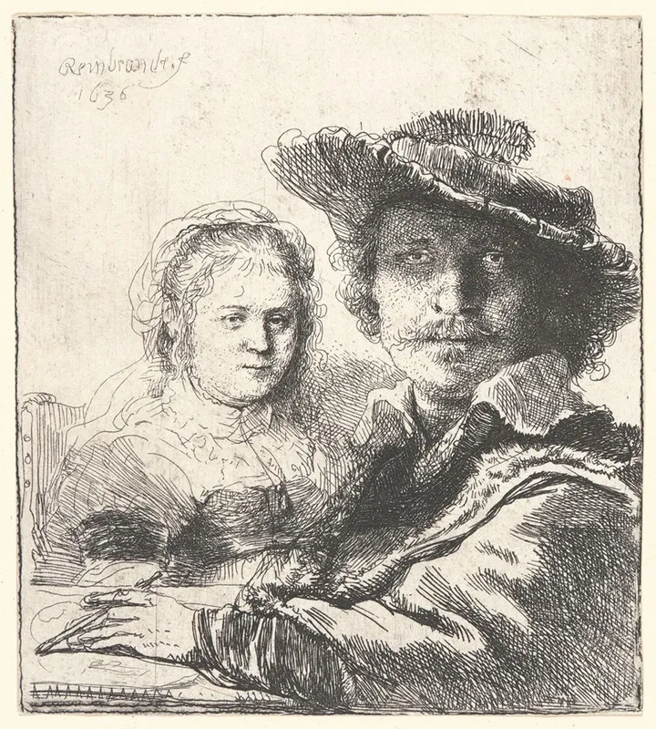 Rembrandt And His Wife Saskia by Rembrandt van Rijn - Canvas Print