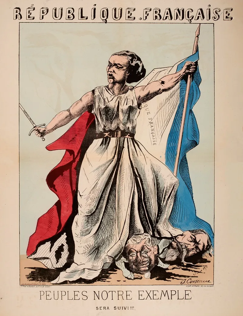 Republique Francaise Peuples Notre Exemple Sera Suivi by J. Corseaux - Canvas Print