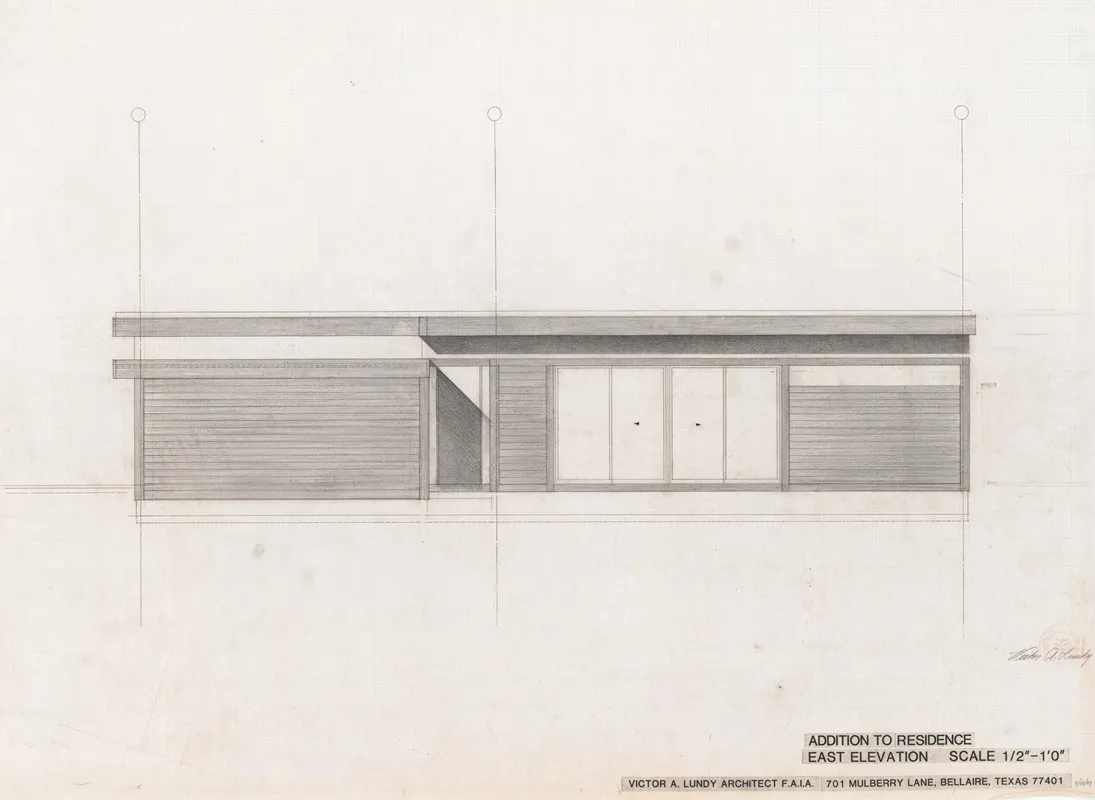 Residence For Mr And Mrs Victor Lundy 701 Mulberry Lane Bellaire Texas East Elevation