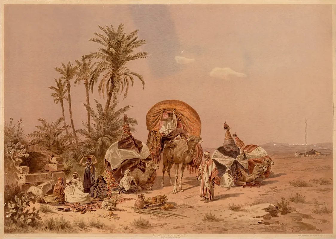 Rest In The Desert by Friedrich Perlberg - Canvas Print