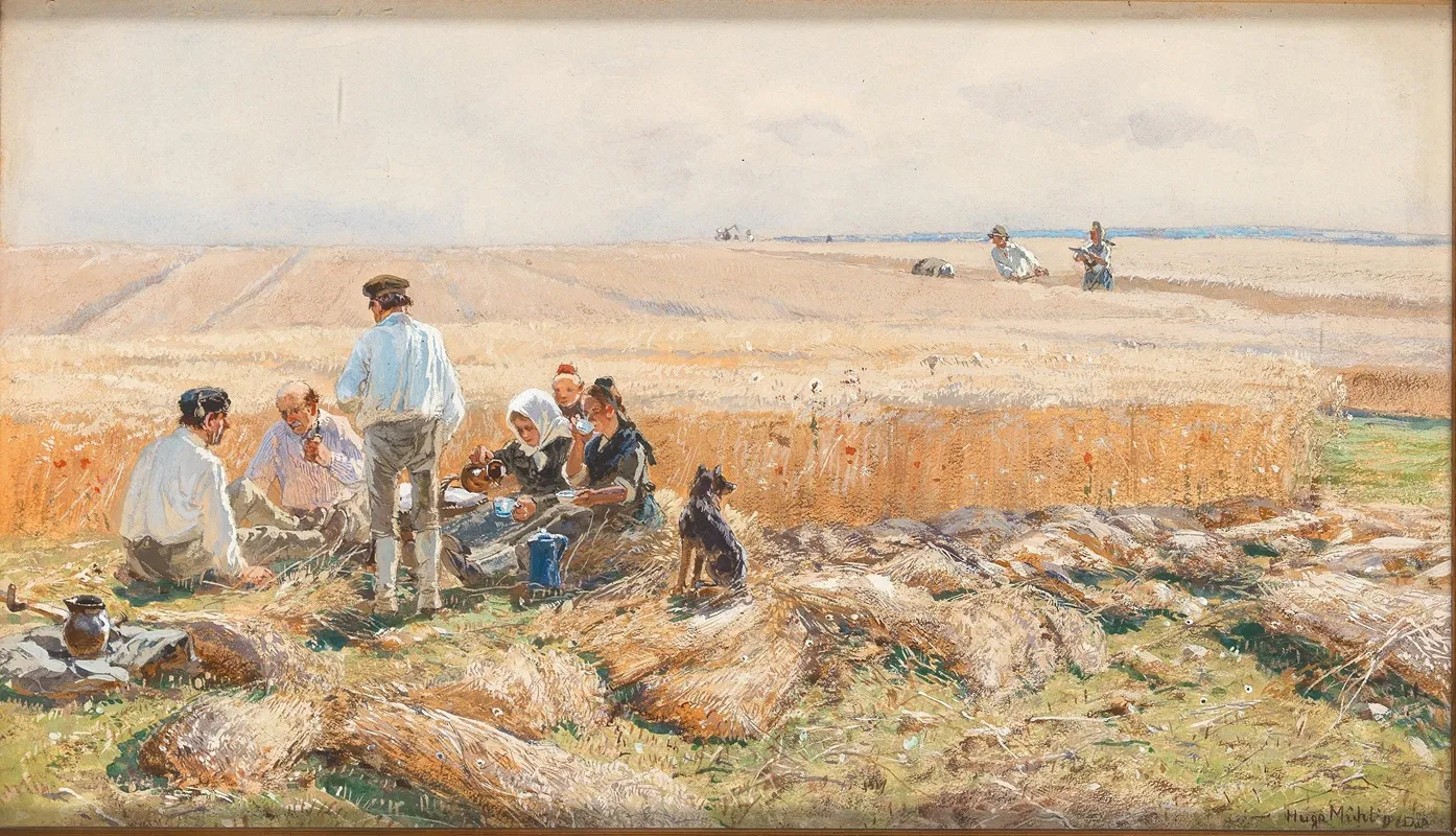 Rest In The Field by Hugo Mühlig - Canvas Print