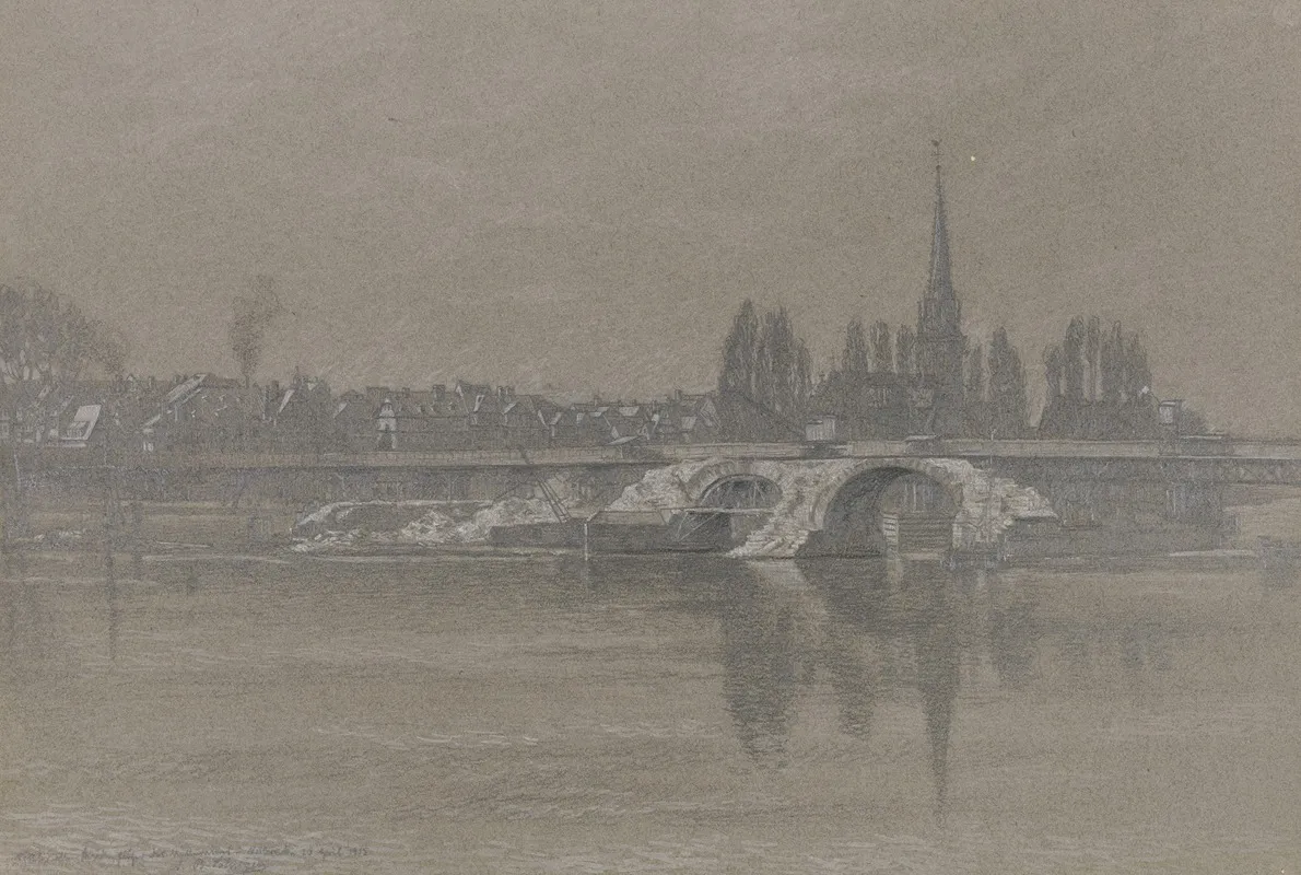 Reste Der 1914 Abgerissenen Alten Brucke In Frankfurt Am Main by Andreas Bernhard Söhngen - Canvas Print