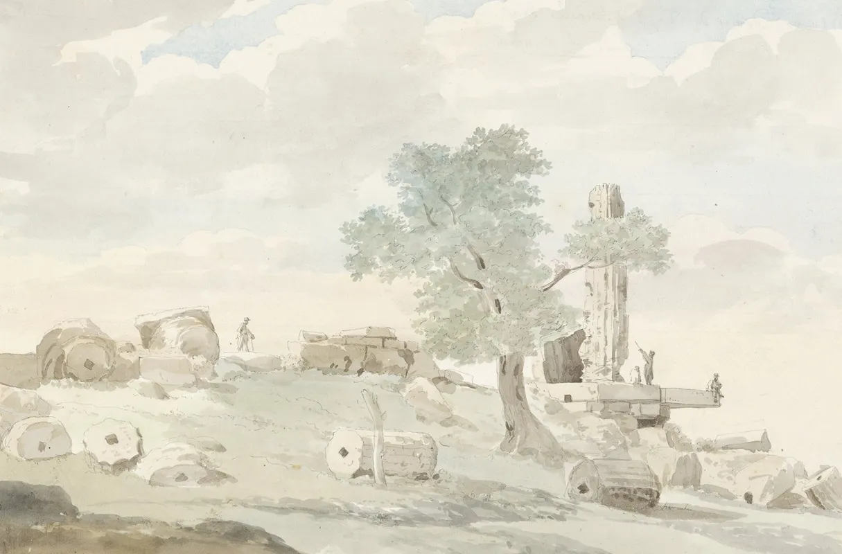 Resten Van Herculestempel Binnen Muren Van Oude Agrigento