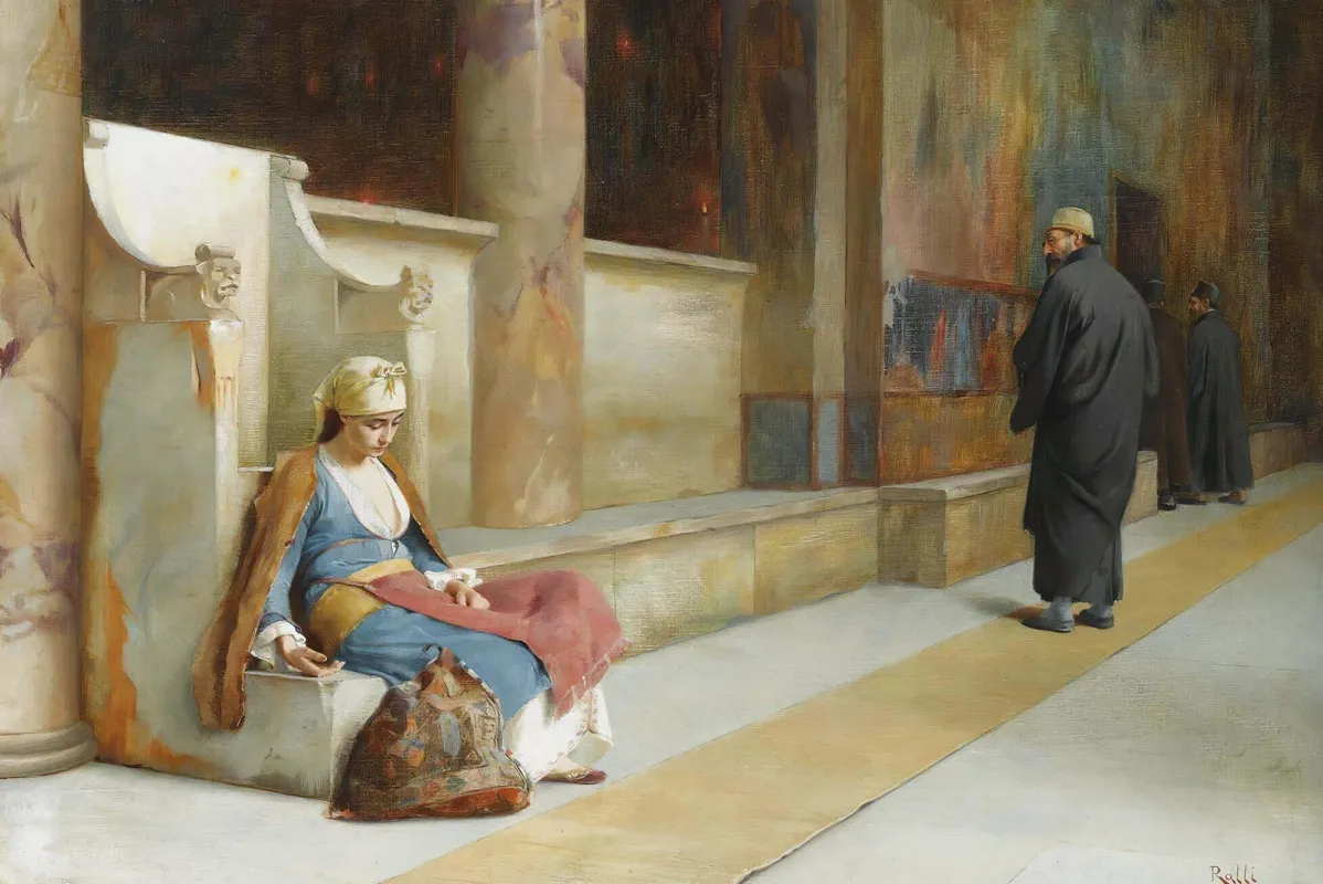Resting In A Greek Monastery by Theodoros Ralli - Canvas Print