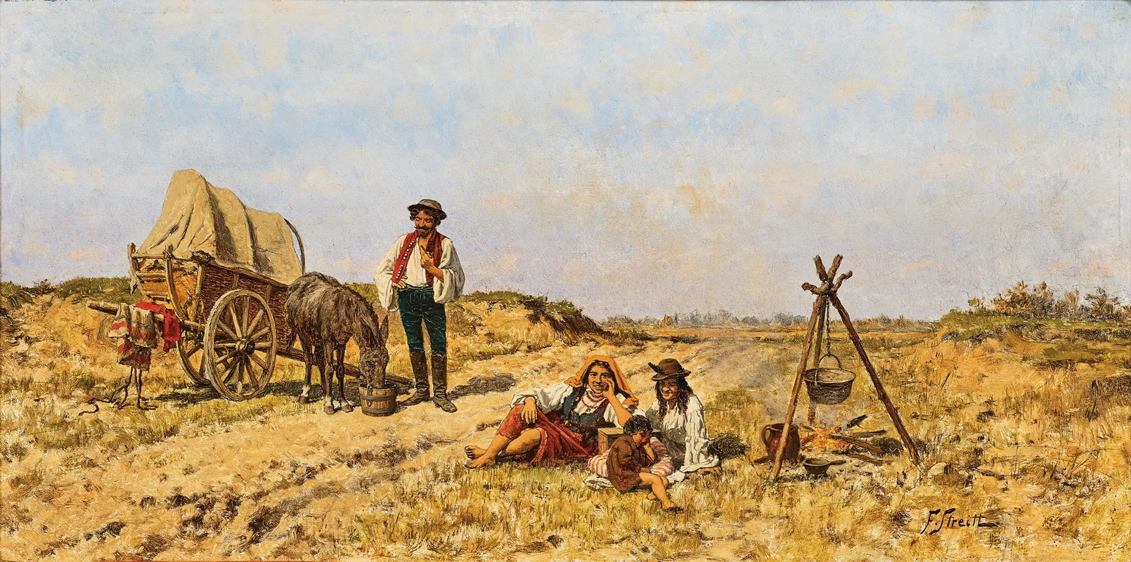 Resting In The Puszta 2 by Franciszek Streitt - Canvas Print