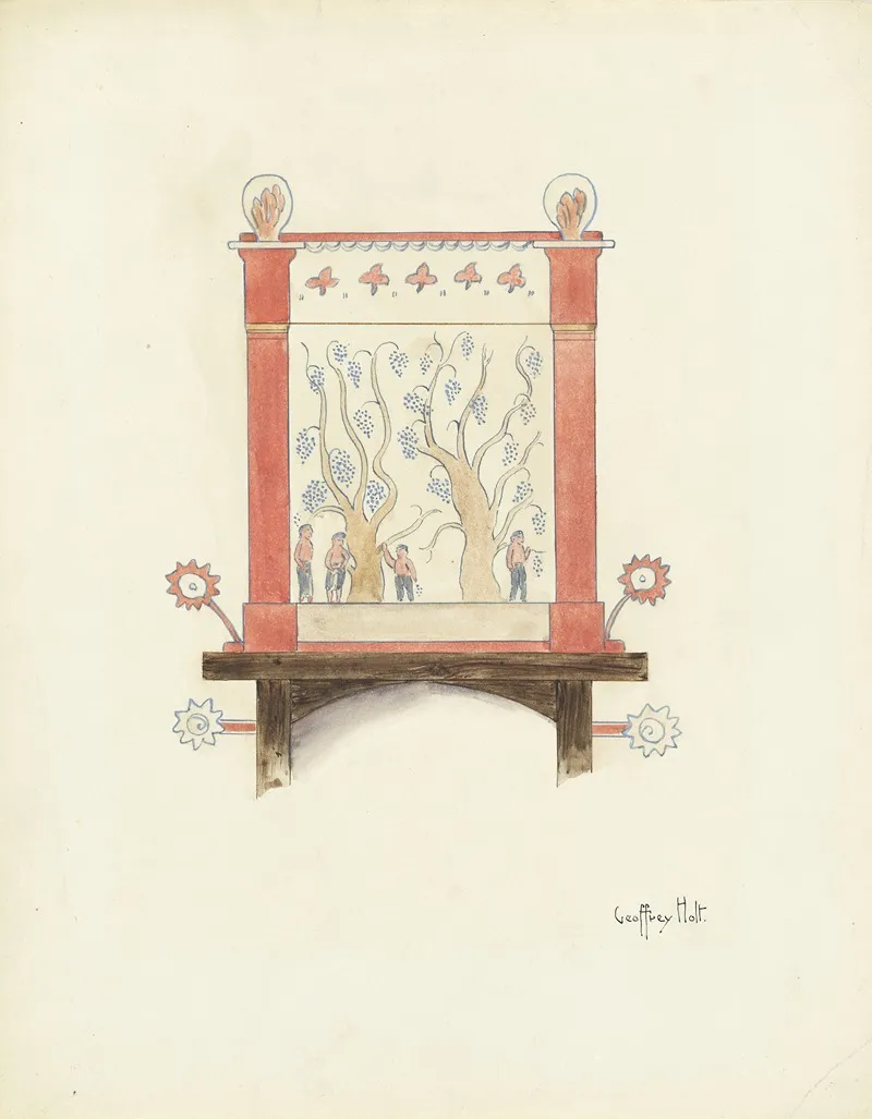 Restoration Drawing Wall Decoration Over Doorway In Mission House