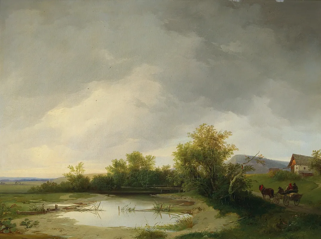 Returning Home Before The Storm by Ignaz Raffalt - Canvas Print