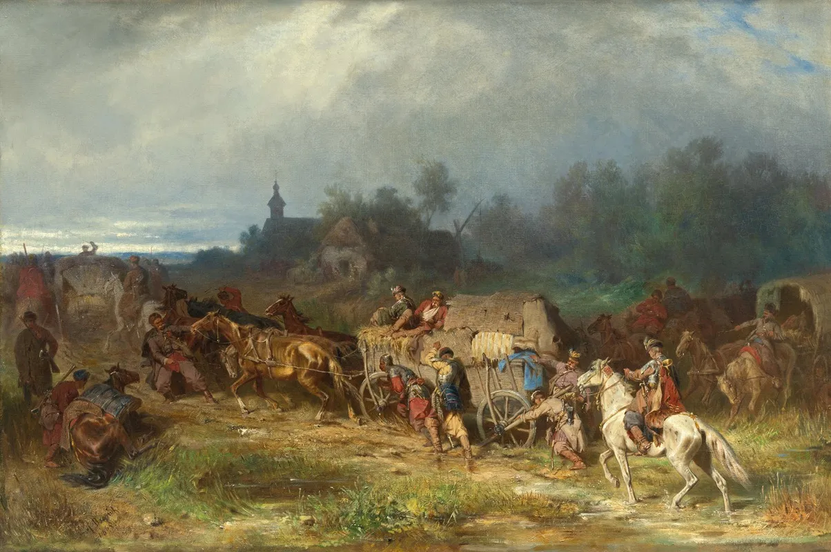 Returning Home Patient Transport Polish Camp by Jozef Brandt - Canvas Print