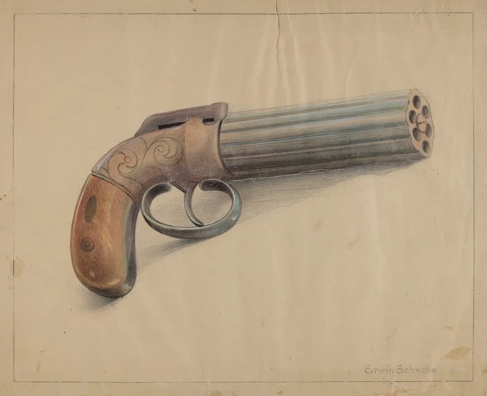 Revolving Pistol by Erwin Schwabe - Canvas Print