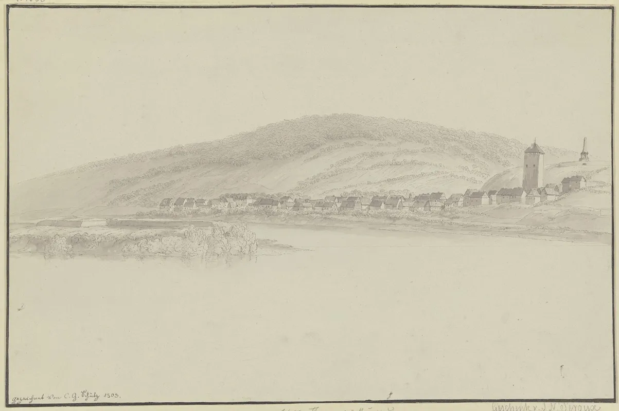 Rheinansicht Mit Blick Auf Weisenturm Gegenuber Neuwied Rechts Oben Das General Hoche Denkmal