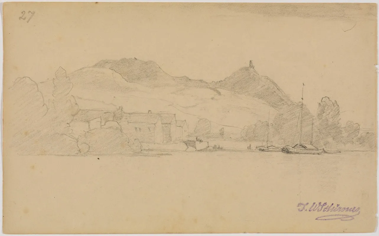 Rheinlandschaft Mit Hausern Und Kahnen Fol 27