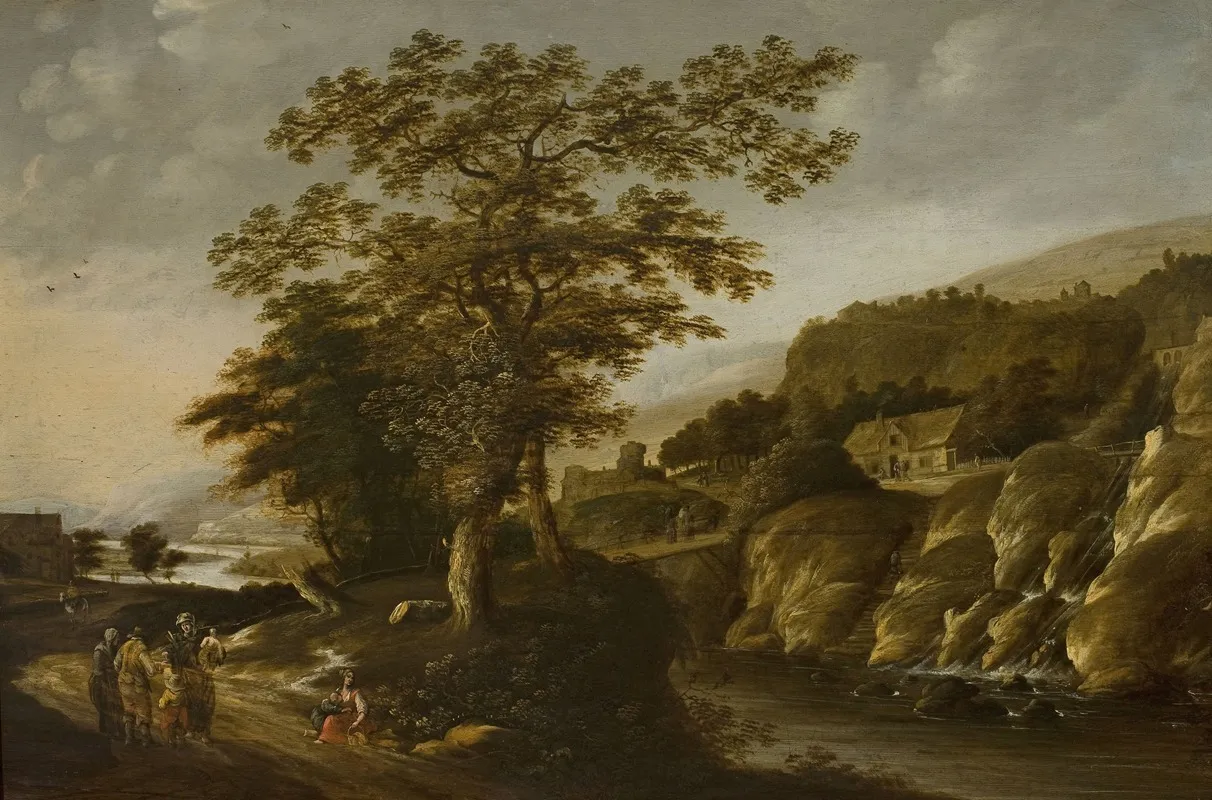 Rhine Landscape With A Waterfall