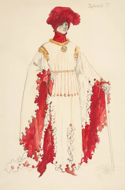 Richard Ii In Red Costume Sketch For Henry Irvings 1898 Planned Production Of Richard Ii