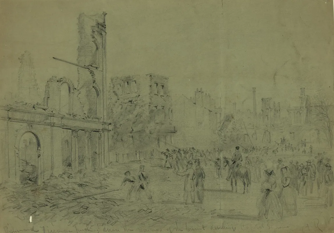 Richmond Firemen Pushing Down The Remains Of The Burnt Dwellings Capital Square