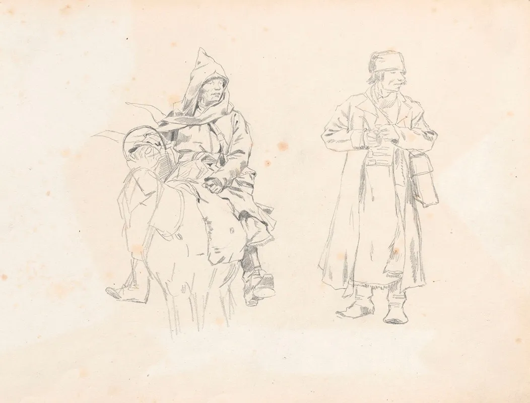 Rider And Peasant Studies For The Paintings Return From The Horse Fair And From A Village To The Steppe