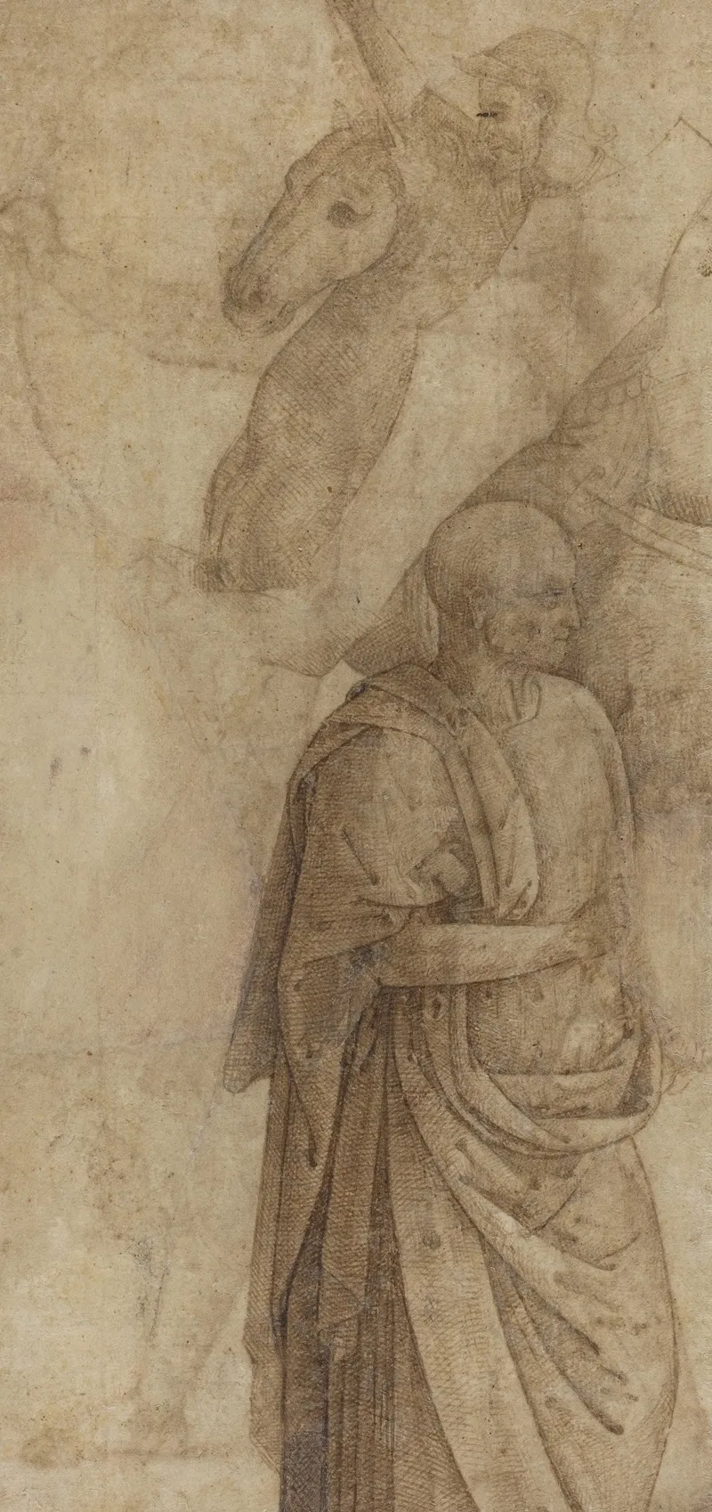 Rider And Standing Draped Man After The Antique Verso by Follower of Pietro Perugino - Canvas Print