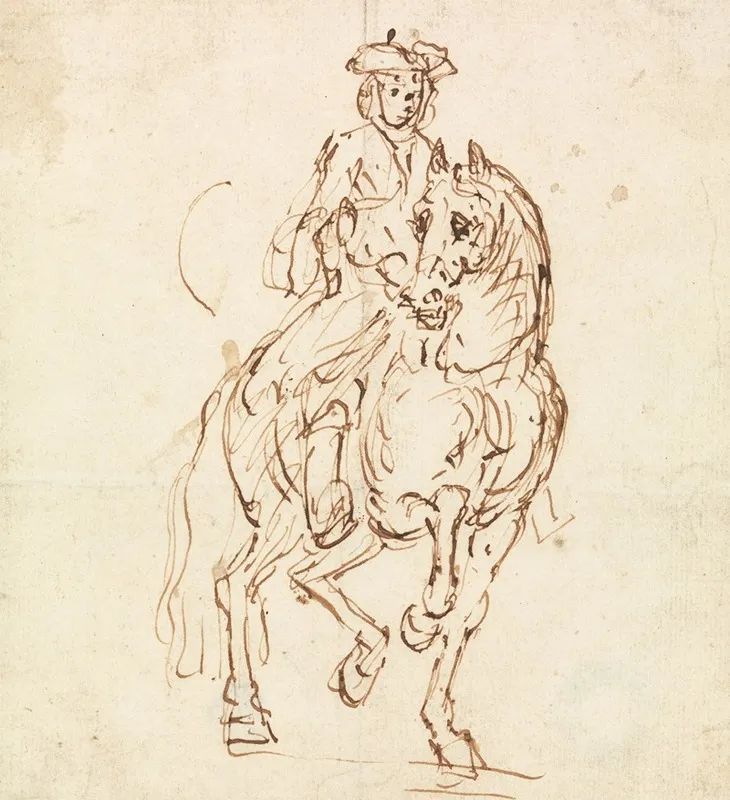 Rider In A Tricorn Hat Horse Walking Towards Front by John Vanderbank - Canvas Print