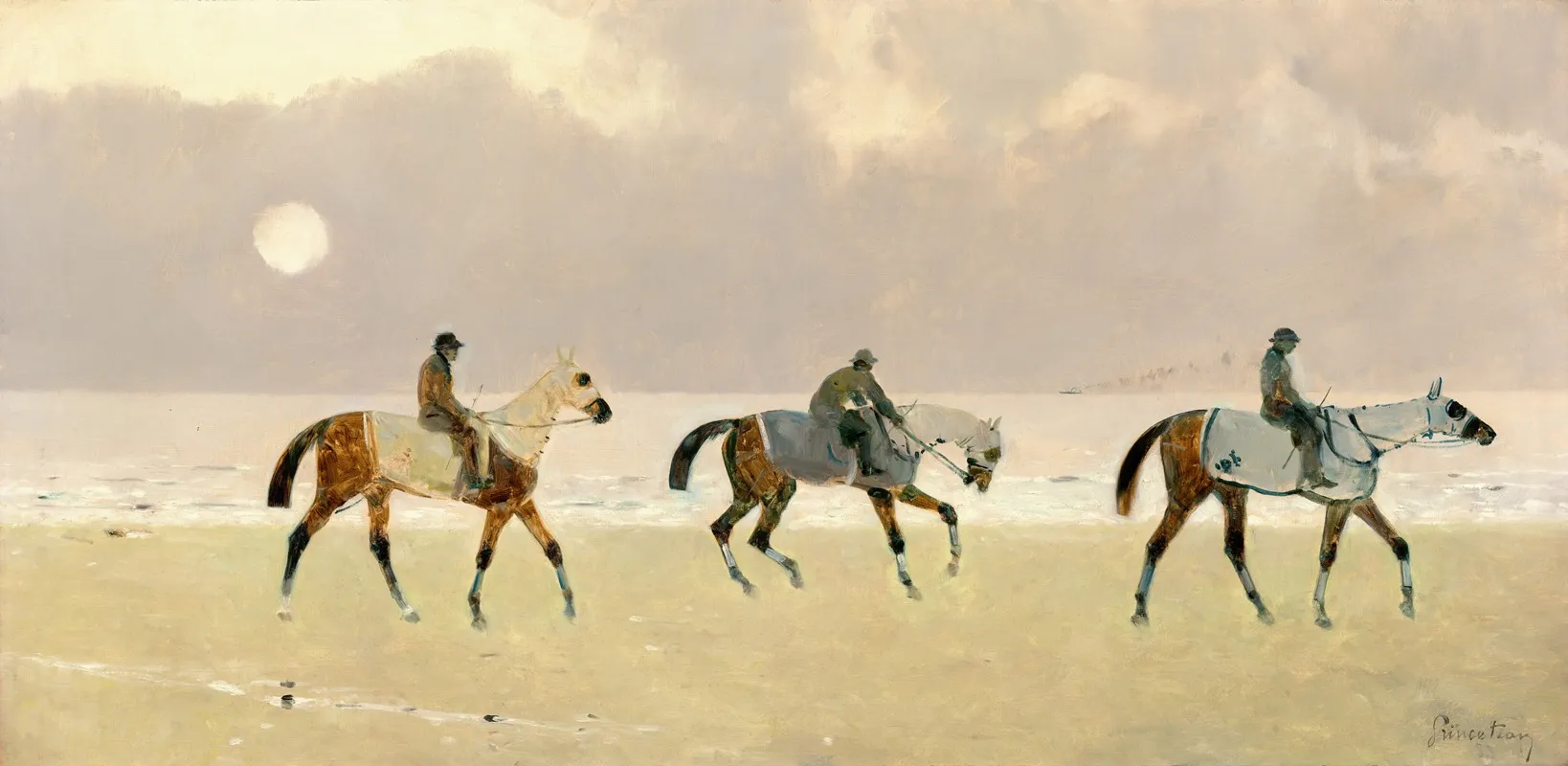 Riders On The Beach At Dieppe by René Princeteau - Canvas Print