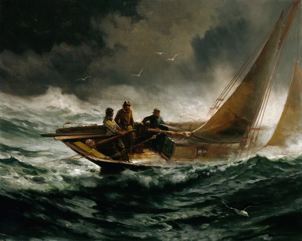 Riding Out A Gale by Edward Moran - Canvas Print