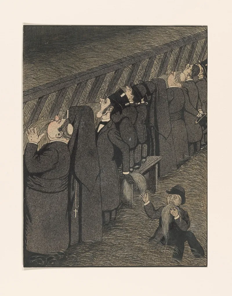 Rij Heren Bij Een Voederbak by Albert Hahn - Canvas Print