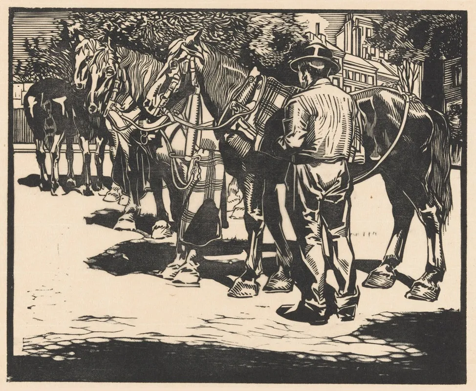 Rijpaarden Op Een Plein by Johannes Josephus Aarts - Canvas Print