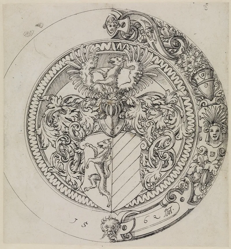 Riss Fur Rundscheibe Mit Nicht Identifziertem Wappen
