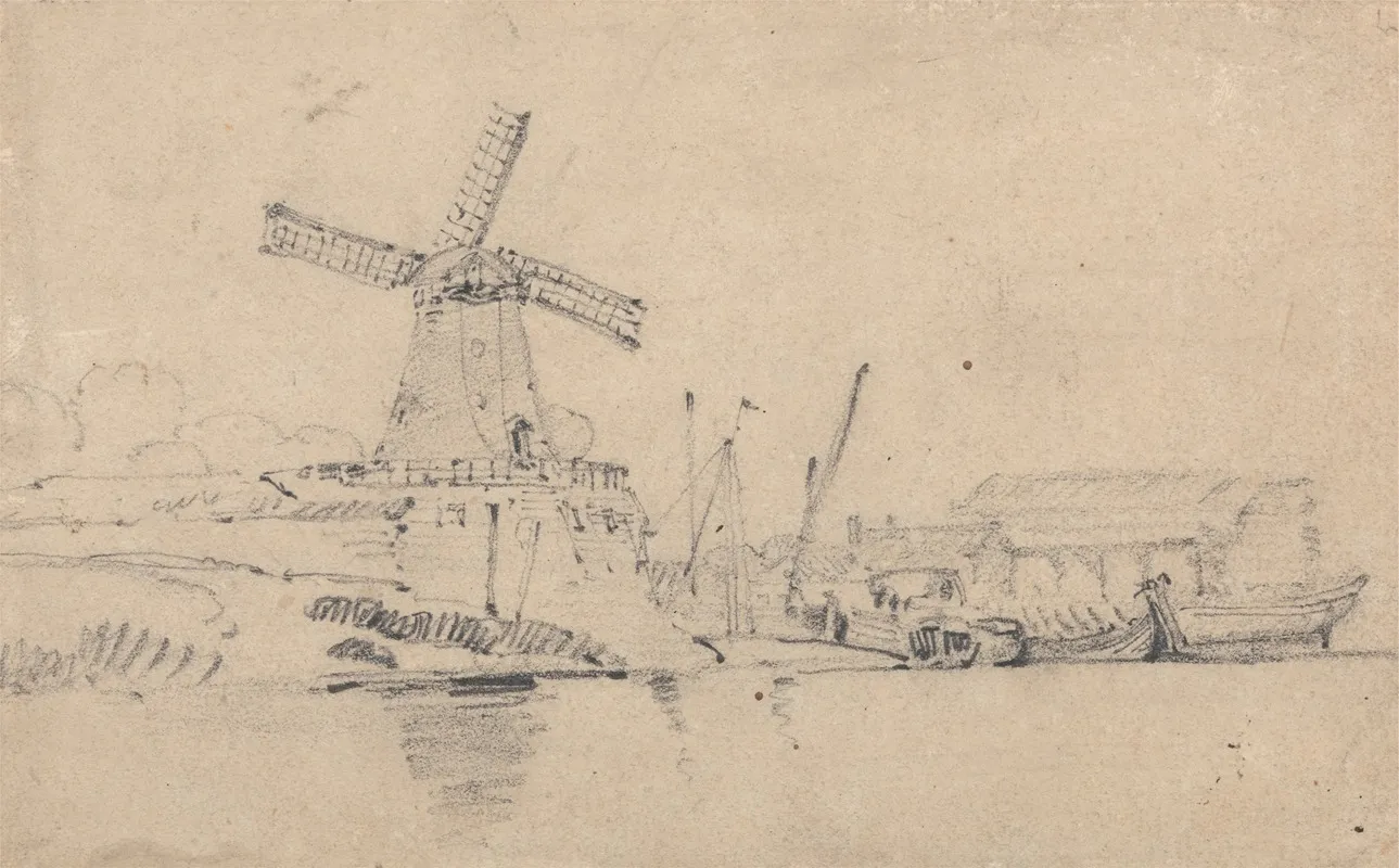 River And Windmill