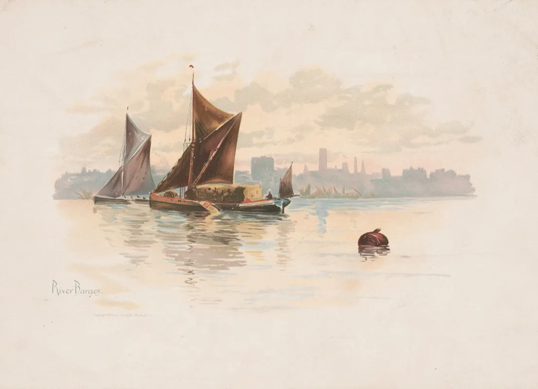River Barges by Louis Kinney Harlow - Canvas Print