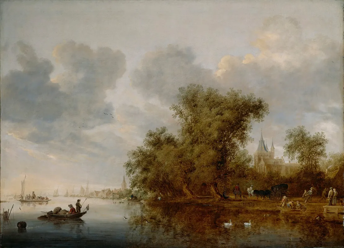 River Landscape 12 by Salomon van Ruysdael - Canvas Print