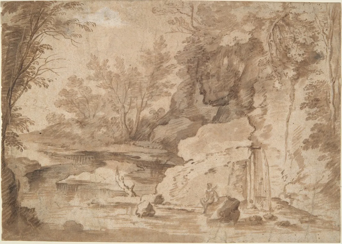 River Landscape 23 by Herman van Swanevelt - Canvas Print