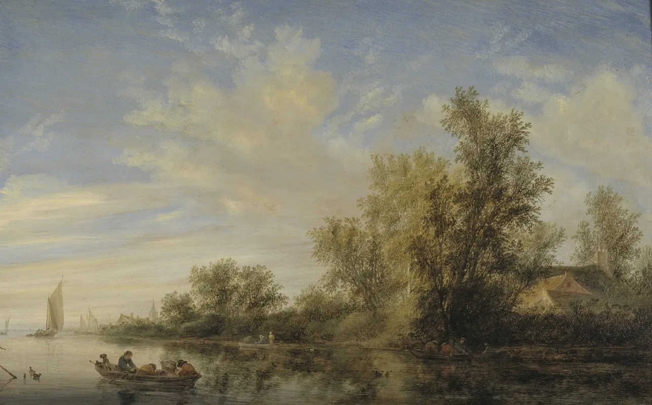 River Landscape 9 by Jacob Salomonsz. van Ruysdael - Canvas Print