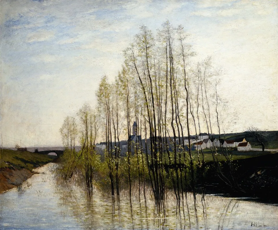 River Landscape Champagne by Carl Fredrik Hill - Canvas Print