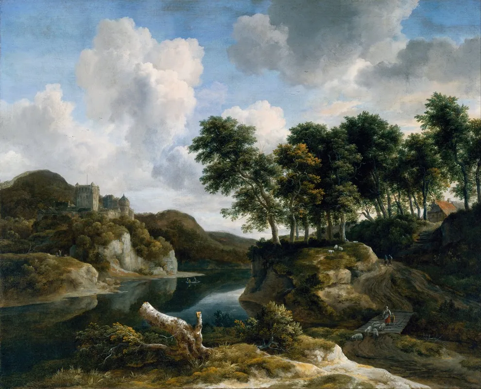 River Landscape With A Castle On A High Cliff