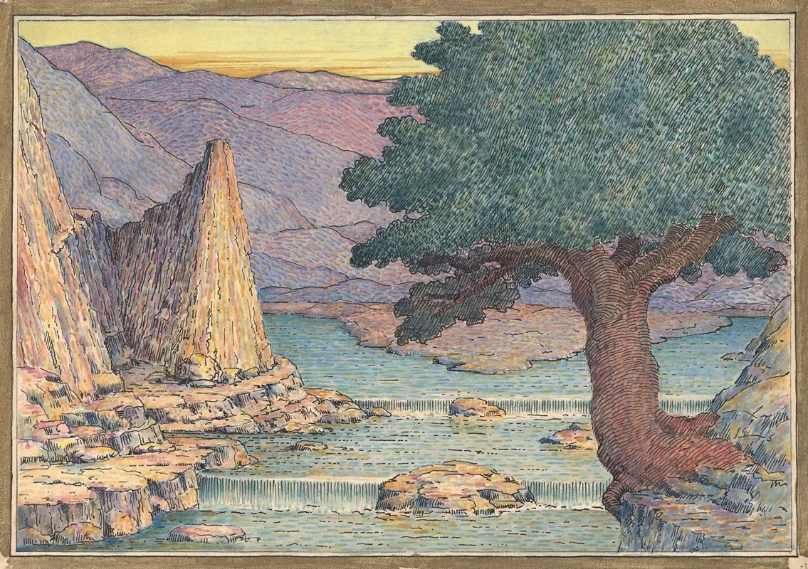 River Landscape With Rapids by Herbert Crowley - Canvas Print