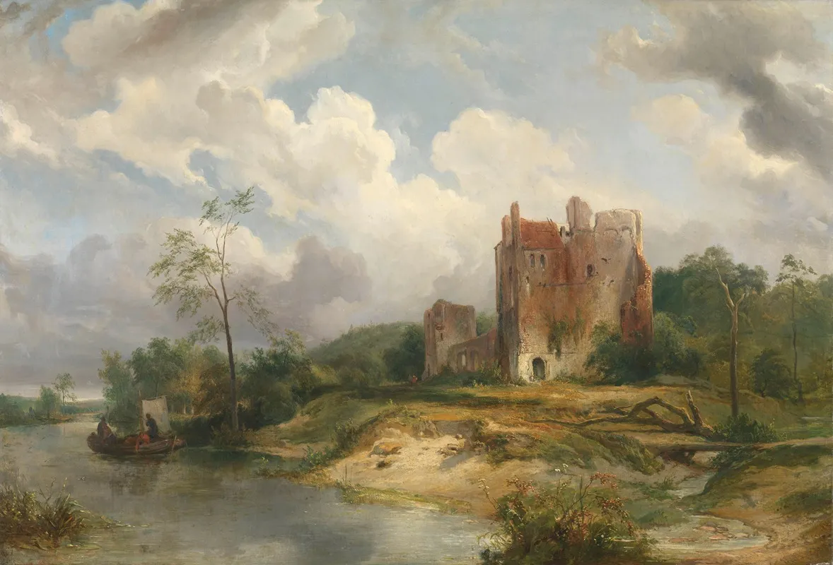 River Landscape With Ruin