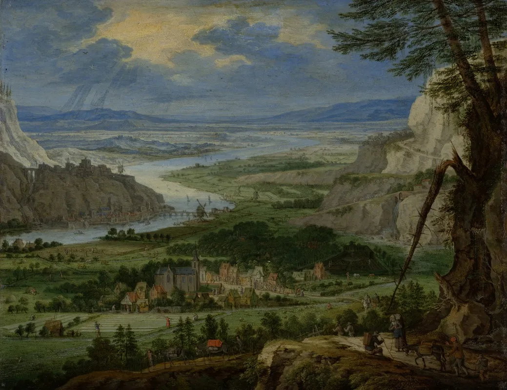 River Landscape With Travelers